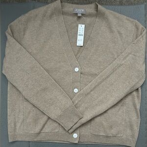 J. Crew Cashmere Patch Pocket Cardigan Sweater Heather Stone S New